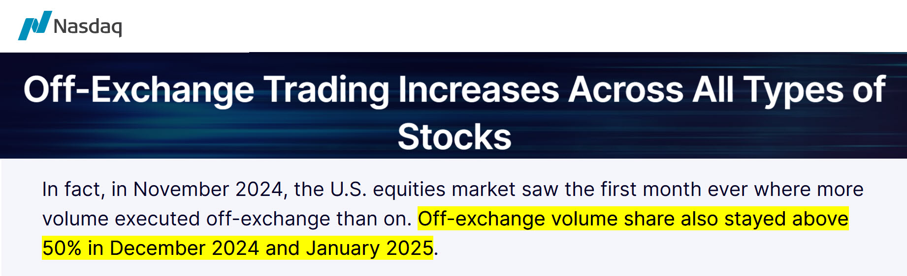 Dark Pool – вони забирають прозорість із ринку, оскільки більша половина транзакцій уже проходить